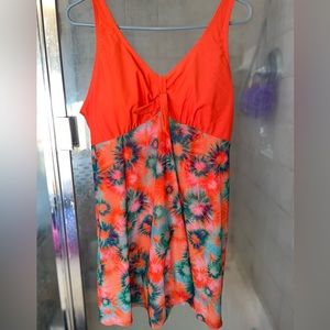 Women’s Floral Orange Plus Size Swimsuit